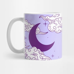 Celestial Moon and Stars With Clouds Seamless Pattern Mug